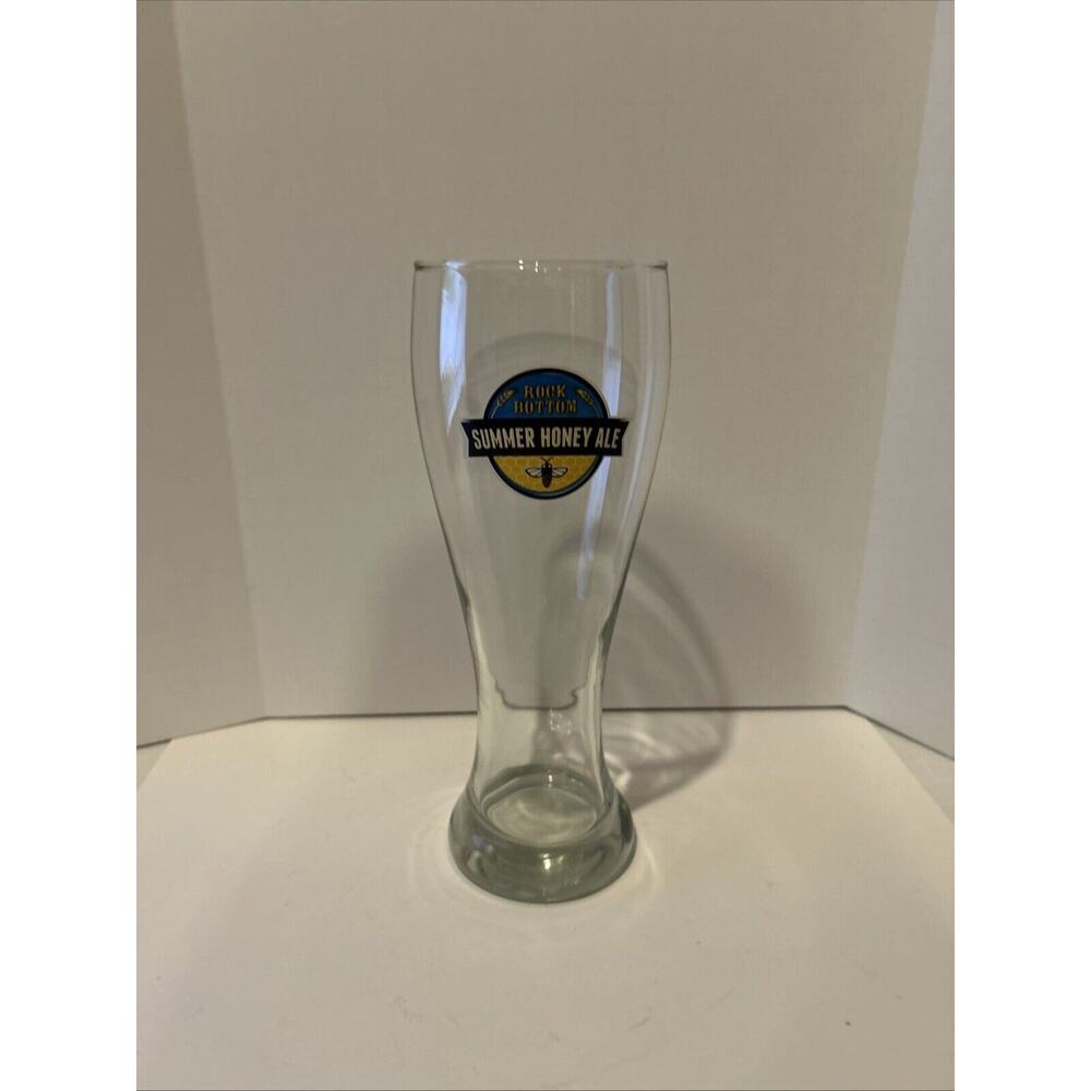 Tall Beer serving drinking glass Rock Bottom Summer Honey Ale 9”‎